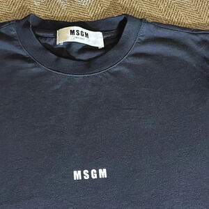 DESIGNER MSGM Logo Printed Crewneck Short Sleeve Black Designer Authentic Shirt